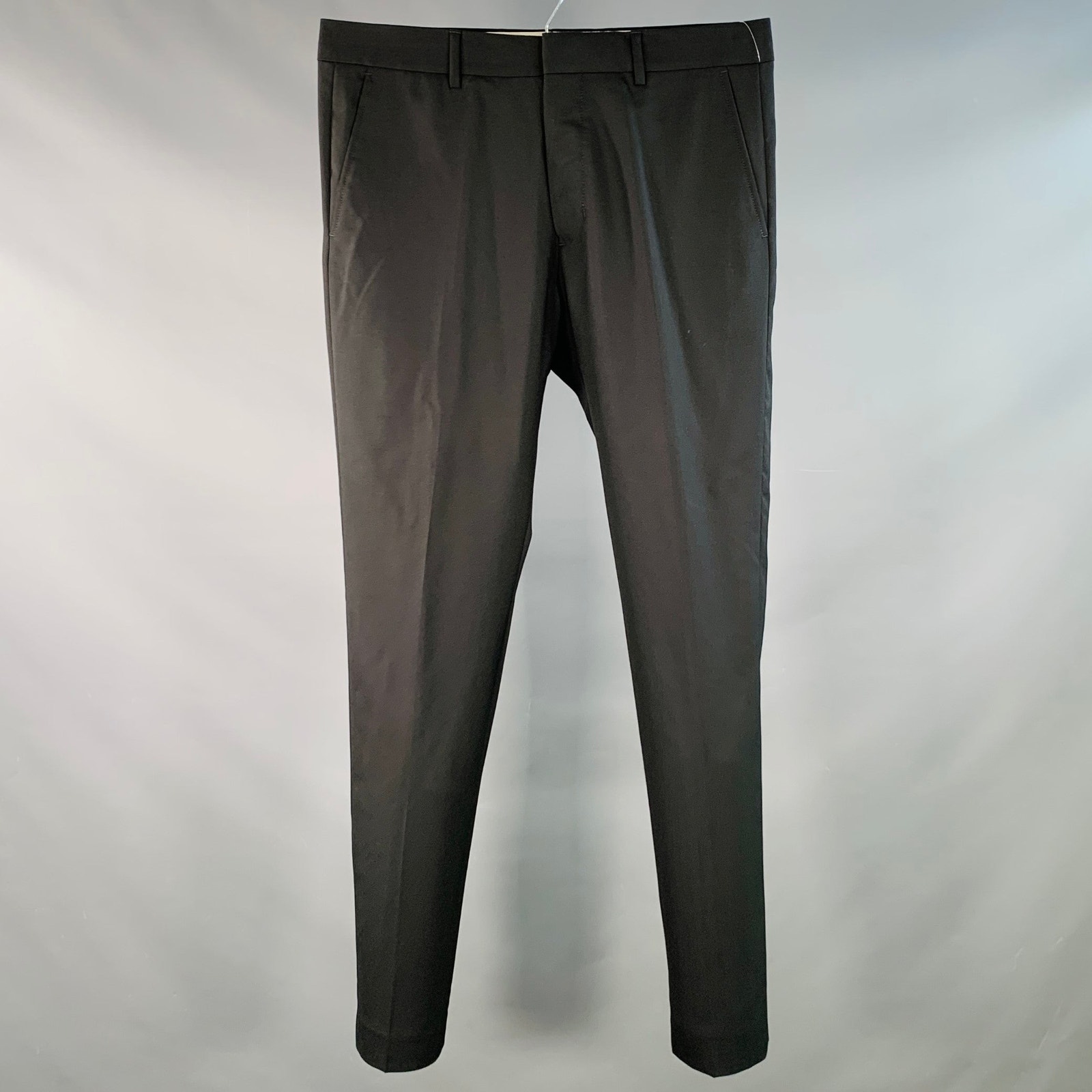 Ami By Alexandre Mattiussi Size 35 Black Wool Tapered Button Fly Dress Pants